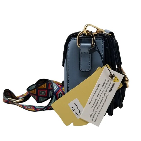 Blue Tweed Crossbody Purse with multicolor guitar strap - Picture 2 of 9